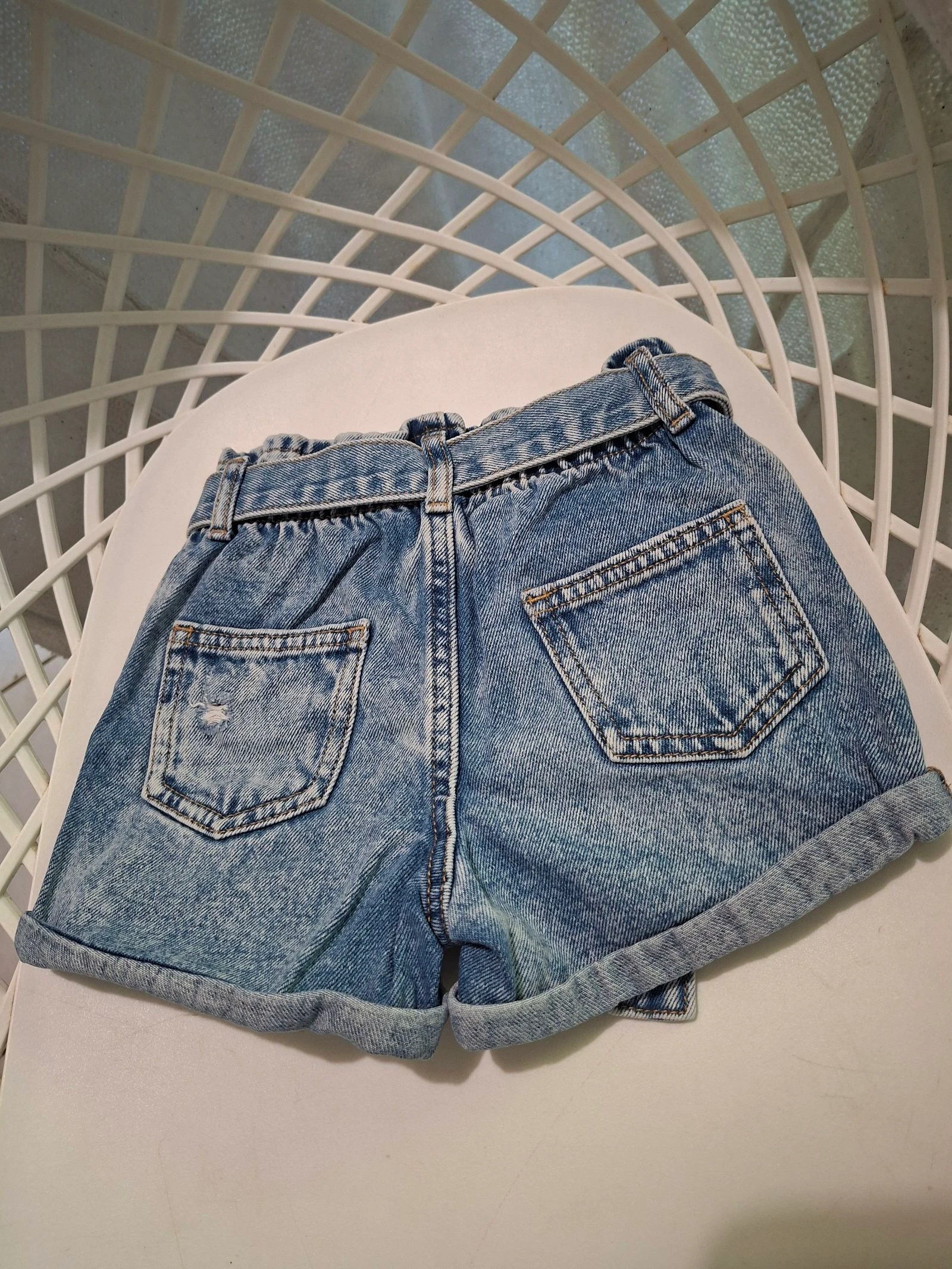 River Island Mini 18-24 months 92 cm blue high-waisted denim shorts – photo 4